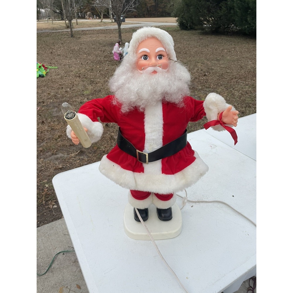 Vintage National Rennoc Animated Santa Claus w/ Candle Christmas‎ Decoration